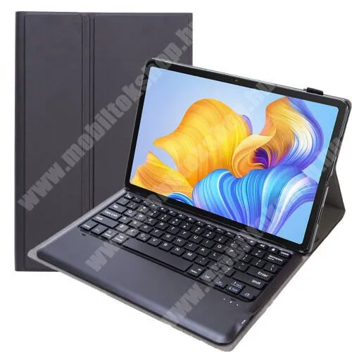  Notesz / mappa tok - FEKETE - oldalra nyíló, mágneses záródás, asztali tartó funkció, ceruzatartó, szilikon belső, kivehető bluetooth billentyűzet (ANGOL KIOSZTÁSÚ!) - HUAWEI Honor Pad 8