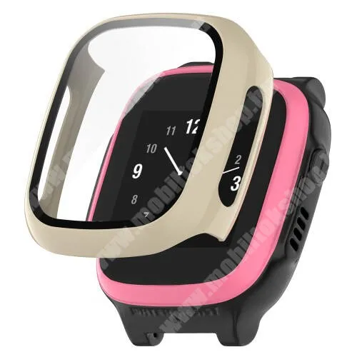  Okosóra műanyag védő tok / keret - BÉZS - 9H edzett üveg előlap védő is! - Xplora X5 Play