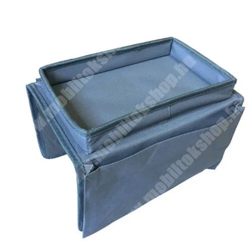 Jolla Jolla C UNIVERZÁLIS 4 zsebes tároló / rendszerező - kanapéra, fotel, székre is tehető, kartonpapír merevítő, oxford szövet, összehajtható, 4 zsebbel, 54 x 31cm, tálca magassága: 4.5cm - SZÜRKÉSKÉK