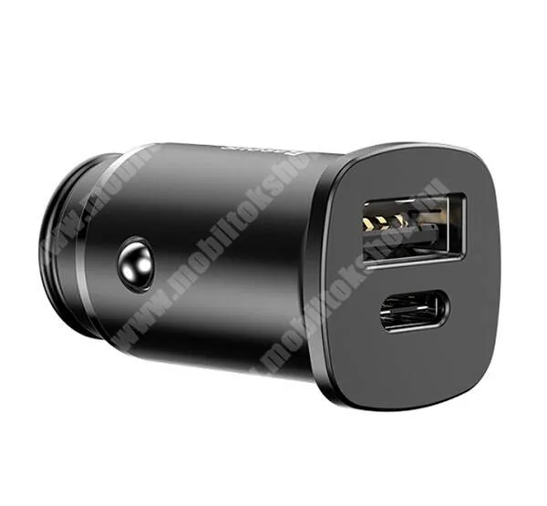  BASEUS Magic Series PPS autós / szivargyújtós töltő - FEKETE - 1 x USB, 1 x Type-C aljzat, 30W, PD, QC 3.0 gyorstöltés támogatás, KÁBEL NÉLKÜL! - BS-C15C_B - GYÁRI