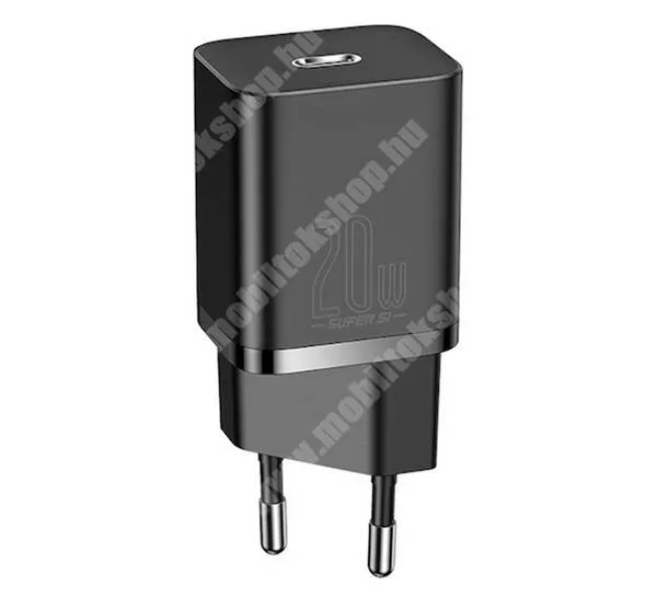 PRESTIGIO MultiPhone 7500 BASEUS SUPER SI hálózati töltő - FEKETE - 5V/3A, PD gyorstöltés támogatás, max 20W, 1 x Type-C aljzat, KÁBEL NÉLKÜL! - CCSUP-B01 - GYÁRI