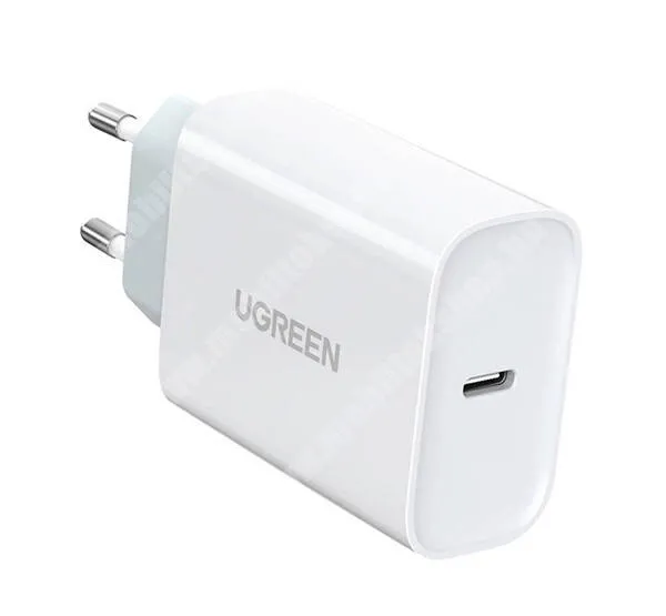  UGREEN hálózati töltő - FEHÉR - 1 x Type-C aljzat, 5V/3A, 30W, PD, QC 4.0 gyorstöltés támogatás, KÁBEL NÉLKÜL! - CD127 - GYÁRI