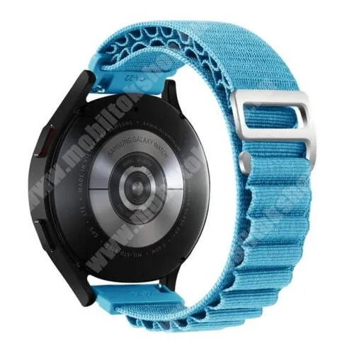 Xiaomi Haylou Solar Plus RT3 Okosóra Alpesi szíj - egybe­szőtt szövet­, Z kapocs, légáteresztő, állítható - VILÁGOSKÉK - 210mm hosszú, 22mm széles - SAMSUNG Galaxy Watch 46mm / Watch GT2 46mm / Watch GT 2e / Galaxy Watch3 45mm / Honor MagicWatch 2 46mm
