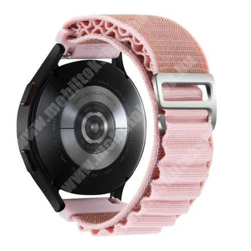 HUAWEI Honor Watch Dream Okosóra Alpesi szíj - egybe­szőtt szövet­, Z kapocs, légáteresztő, állítható - RÓZSASZÍN - 210mm hosszú, 22mm széles - SAMSUNG Galaxy Watch 46mm / Watch GT2 46mm / Watch GT 2e / Galaxy Watch3 45mm / Honor MagicWatch 2 46mm