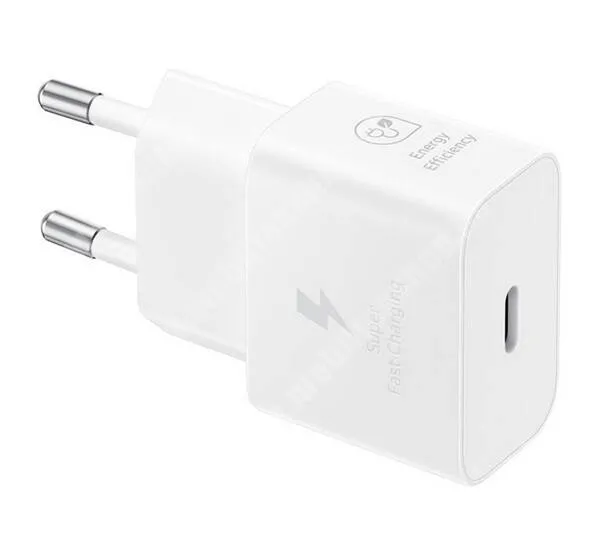  SAMSUNG GaN hálózati töltő - Type-C aljzattal, 5V / 3A, 25W, PD gyorstöltés támogatás, KÁBEL NÉLKÜL! - FEHÉR - EP-T2510NWEGEU - GYÁRI