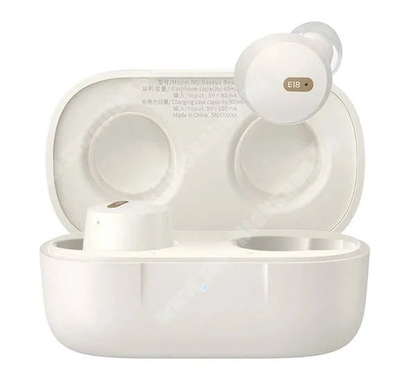  BASEUS BOWIE E18 bluetooth fülhallgató, headset - FEHÉR - Sztereo, v5.3, TWS, mikrofon, zajszűrő, IPX4, töltőtok - A00023800223-00 - GYÁRI