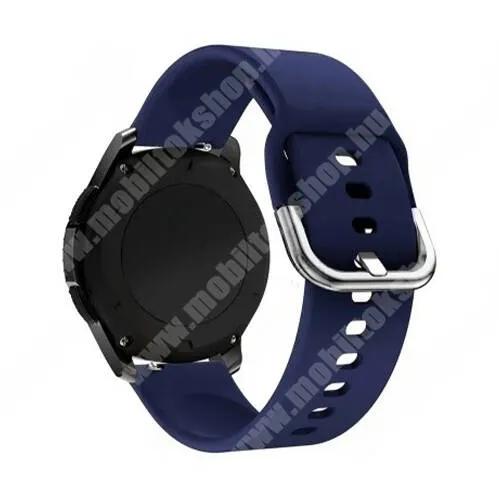 Huawei Watch 4 Pro Space edition Okosóra szíj - szilikon - SÖTÉTKÉK - 123mm + 85mm hosszú, 22mm széles - HUAWEI Watch GT 3 46mm / GT 3 Pro 46mm / Watch 3 46mm / Watch 3 Pro 48mm / SAMSUNG Watch3 45mm / Xiaomi Watch S2 / Amazfit GTR 4 46mm