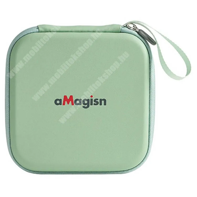  DJI Neo drónhoz AMAGISN tartó, Hordozó táska, Ütődésálló, Cseppálló, Belső hálós zseb, Karabiner, Puha bélés, Hordozó fül, Cipzár, PU bőr, EVA, Erős védelem, 180 x 180 x 65mm, Zöld