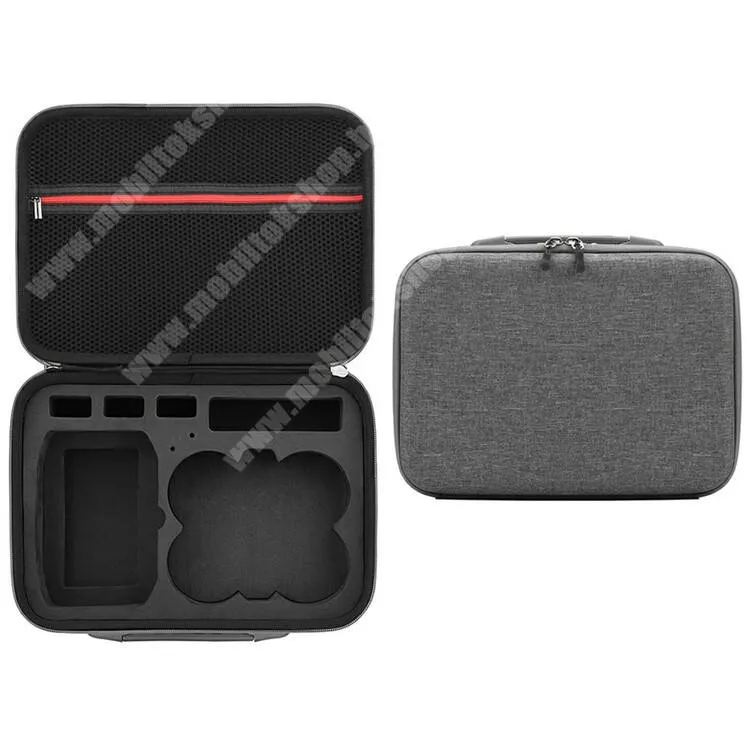  DJI Neo drónhoz tartó, Hordozó táska, Ütődésálló, Cseppálló, Belső hálós zseb, Puha bélés, Hordozó fül, Cipzár, Állítható vállpánt, PU bőr, EVA, Erős védelem, 310 x 125 x 220mm, Szürke