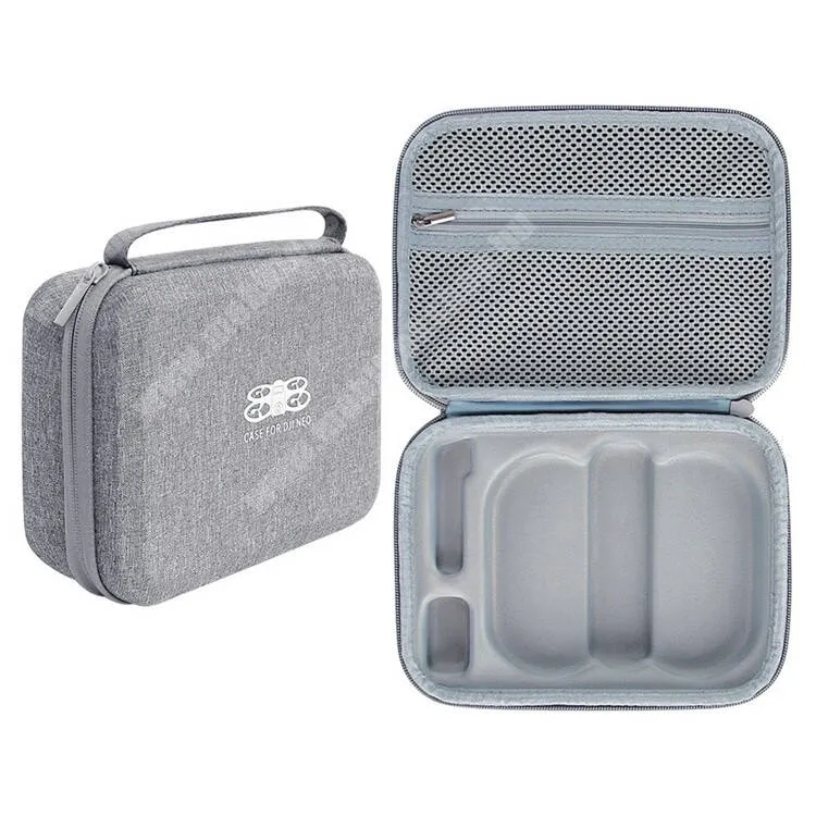  DJI Neo drónhoz tartó, Hordozó táska, Ütődésálló, Cseppálló, Belső hálós zseb, Puha bélés, Hordozó fül, Cipzár, Szövet, EVA bélés, Erős védelem, 225 x 170 x 75mm, Szürke