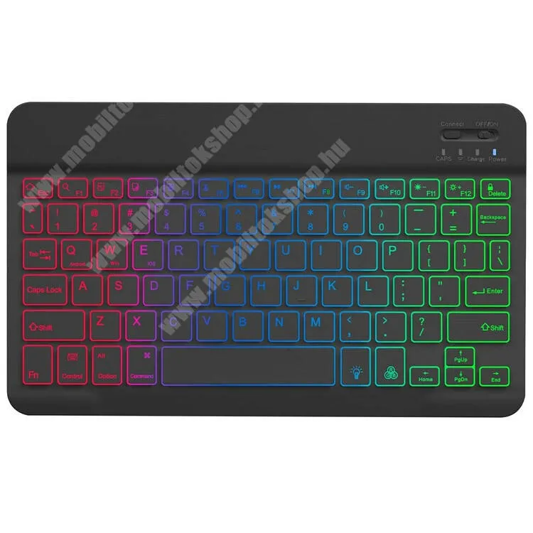 Evolveo StrongPhone Q8 LTE UNIVERZÁLIS hordozható BLUETOOTH billentyűzet, v3.0, QWERTY ANGOL kiosztású, RGB háttérvilágítás, Funkció gombok, Beépített 280mAh akkumulátor, 240x150x8mm, Fekete