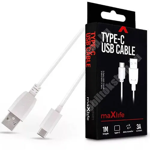 GoPro Hero 9 MAXLIFE adatátviteli kábel, USB töltő, USB - Type-C csatlakozók, 5V/3A, 1m hosszú, Gyorstöltés támogatás, Fehér