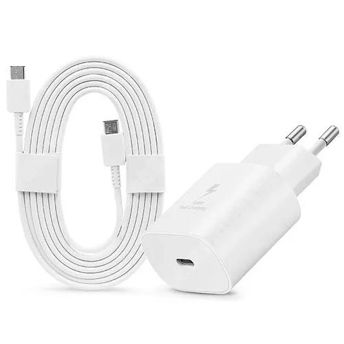 Google Pixel 6 SAMSUNG hálózati töltő, Type-C aljzattal, 5V / 3A, 25W, 1.8m hosszú EP-DW767JWE Type-C kábellel, PD gyorstöltés támogatás, Fehér