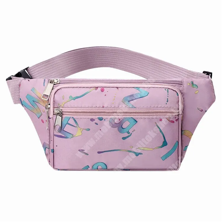  Tok, Crossbody, Melltáska, Övtáska, Cipzár, Állítható pánt, Cseppálló oxford szövet, 270 x 130 x 30mm, Világoslila