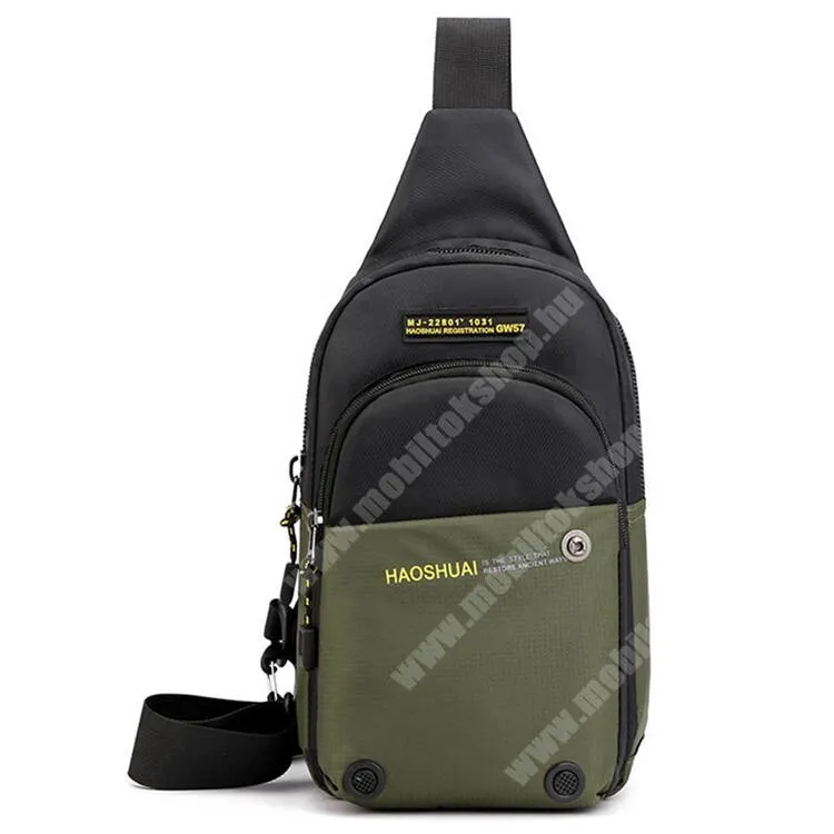 GoPro Hero 9 HAOSHUAI tok, Crossbody, Válltáska, Cipzár, Állítható pánt, Cseppálló nylon szövet, 340 x 170 x 100mm, Sötétzöld