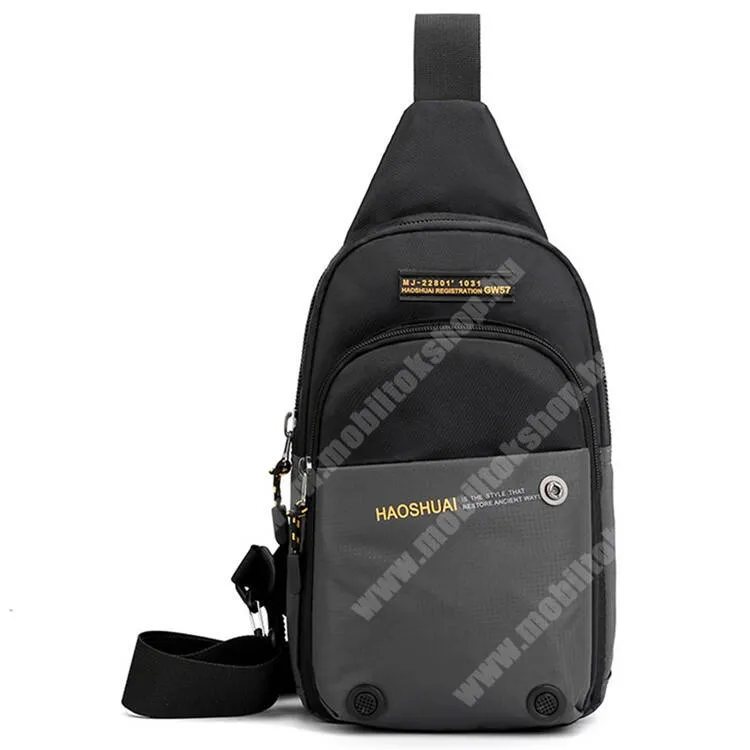 GoPro Hero 9 HAOSHUAI tok, Crossbody, Válltáska, Cipzár, Állítható pánt, Cseppálló nylon szövet, 340 x 170 x 100mm, Szürke