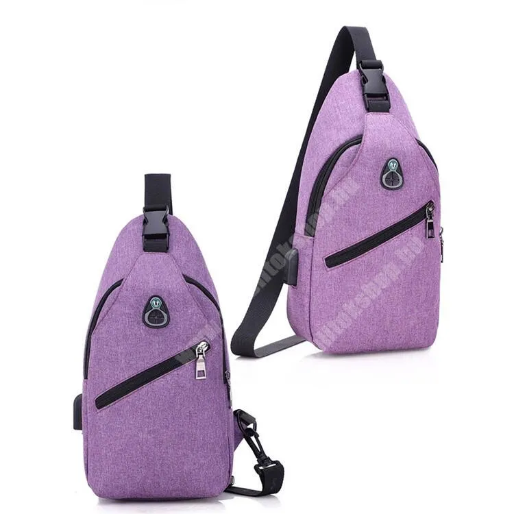 GoPro Hero 9 Unisex tok, Crossbody, Válltáska, Cipzár, Állítható pánt, Külső USB töltőport és fülhallgató nyílás, Cseppálló oxford szövet, 330 x 170 x 90mm, Lila