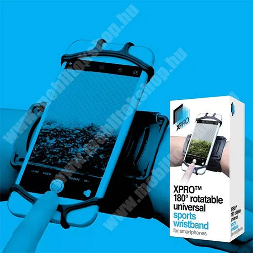 Evolveo StrongPhone Q8 LTE Univerzális Sport tok, Karpánt, Csuklópánt, 360°-ban forgatható, Csúszásgátló szilikon tartó, Állítható, Fekete