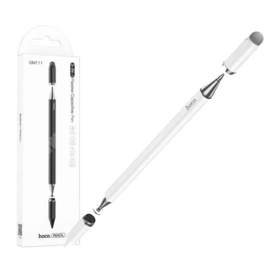 VODAFONE Smart Tab III 7 Hoco 3 in 1 érintőképernyő ceruza, Kapacitív kijelzőhöz, Érintőpárnával és érintőtányérral is, Golyóstoll, KÉZÍRÁSRA, RAJZOLÁSRA ALKALMAS, Fehér