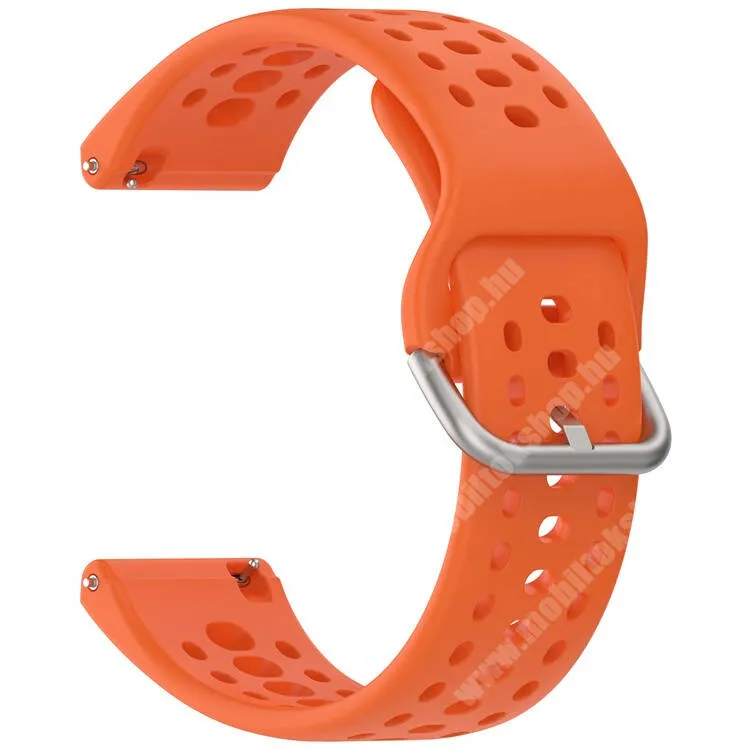 HUAWEI Watch GT 5 Pro 46mm Okosóra szíj, Szilikon, Légáteresztő, Csat, Narancs, 22mm széles, 92+117mm hosszú, Xiaomi Amazfit Bip 6, GTR 4 46mm, Zepp Z, Watch S1 Pro, Garmin Forerunner 255 (46mm), Forerunner 265, Venu 3 45mm, Huawei Watch Ultimate