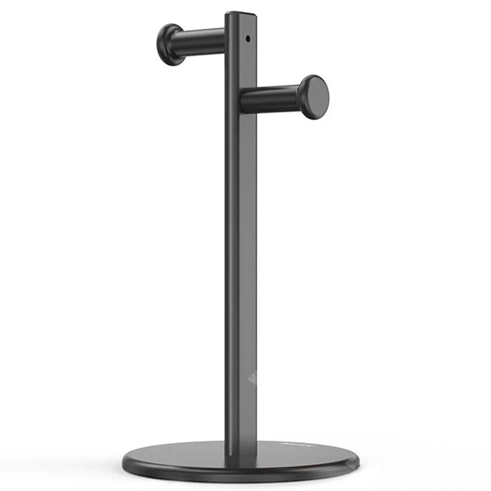 DIGI R1 Duo Gamer fejhallgató tartó, állvány, Alumínium, Csúszásgátló, 258 x 135mm, Fekete