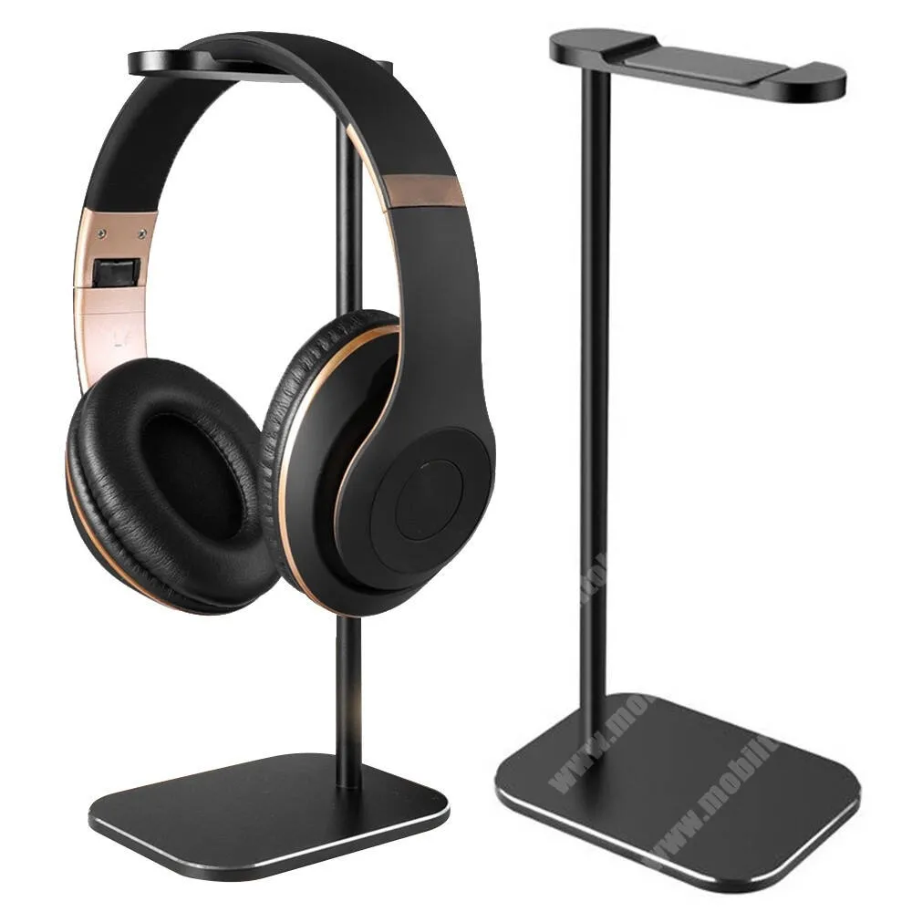 DIGI R1 Gamer fejhallgató tartó, állvány, Alumínium, Csúszásgátló, 250mm magas, Fekete