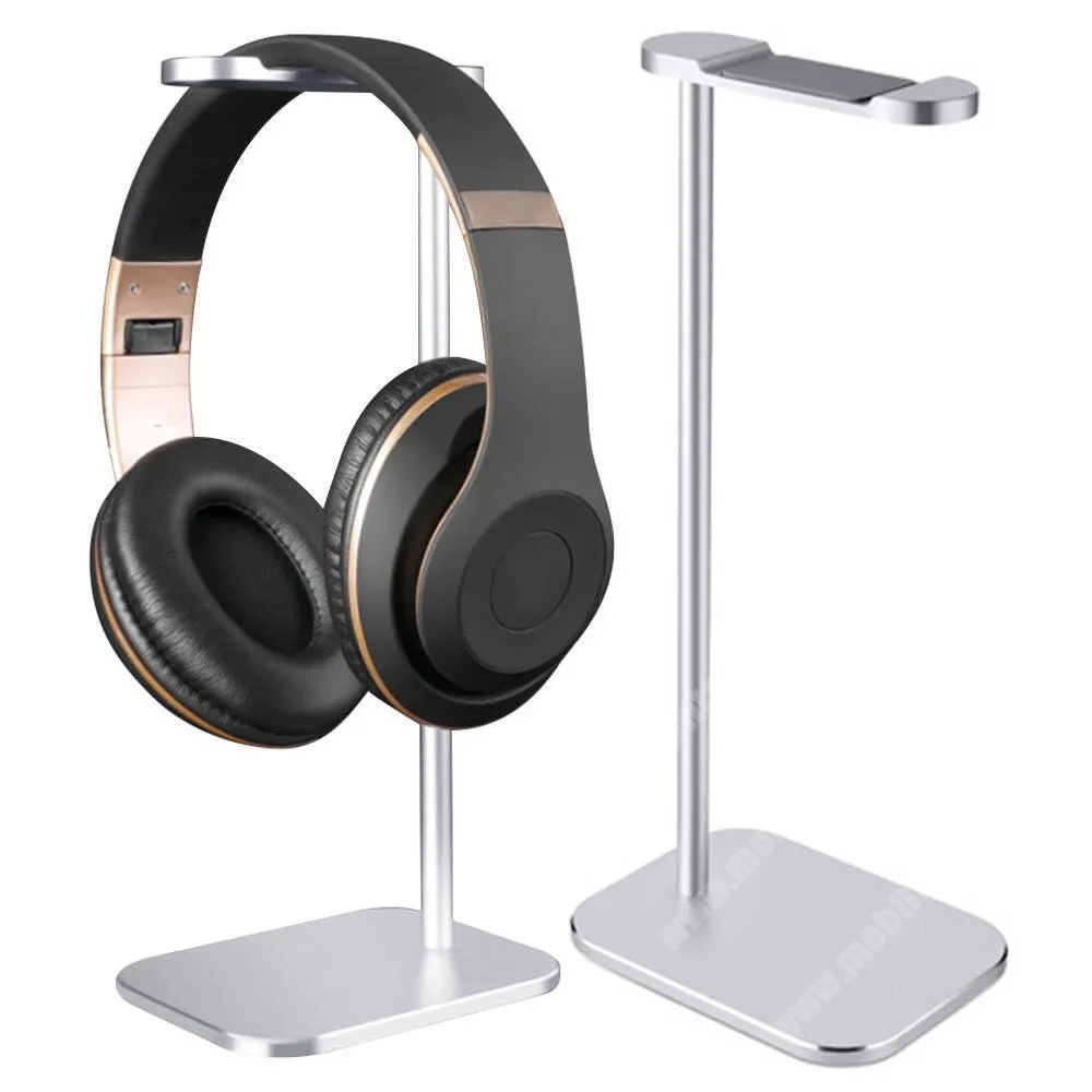 DIGI R1 Gamer fejhallgató tartó, állvány, Alumínium, Csúszásgátló, 250mm magas, Ezüst