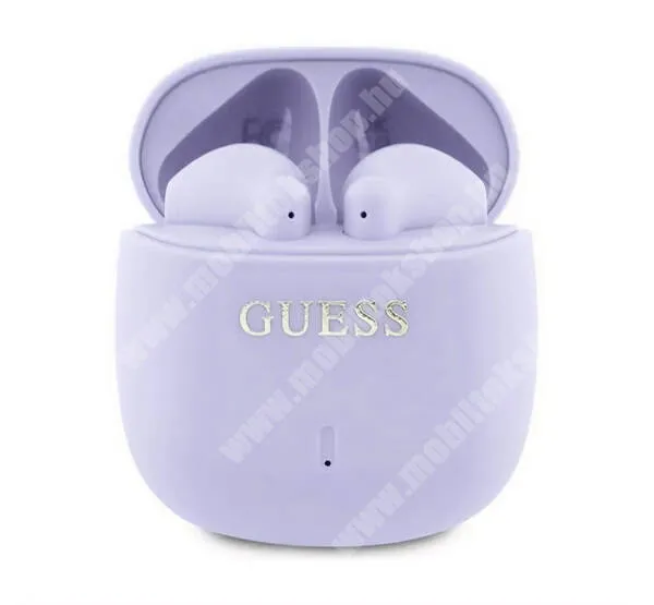  GUESS Printed Classic Logo vezeték nélküli fülhallgató, Bluetooth v5.3, Sztereo, TWS, Mikrofon, IPX4, Töltőtok, Lila