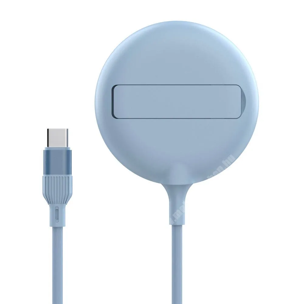 Cat S52 QI Wireless asztali töltő állomás vezeték nélküli töltéshez, 15W, Magsafe támogatás, Gyorstöltés támogatás, USB-C kábel, Kitámasztó, Fogadóegység nélkül, Kék