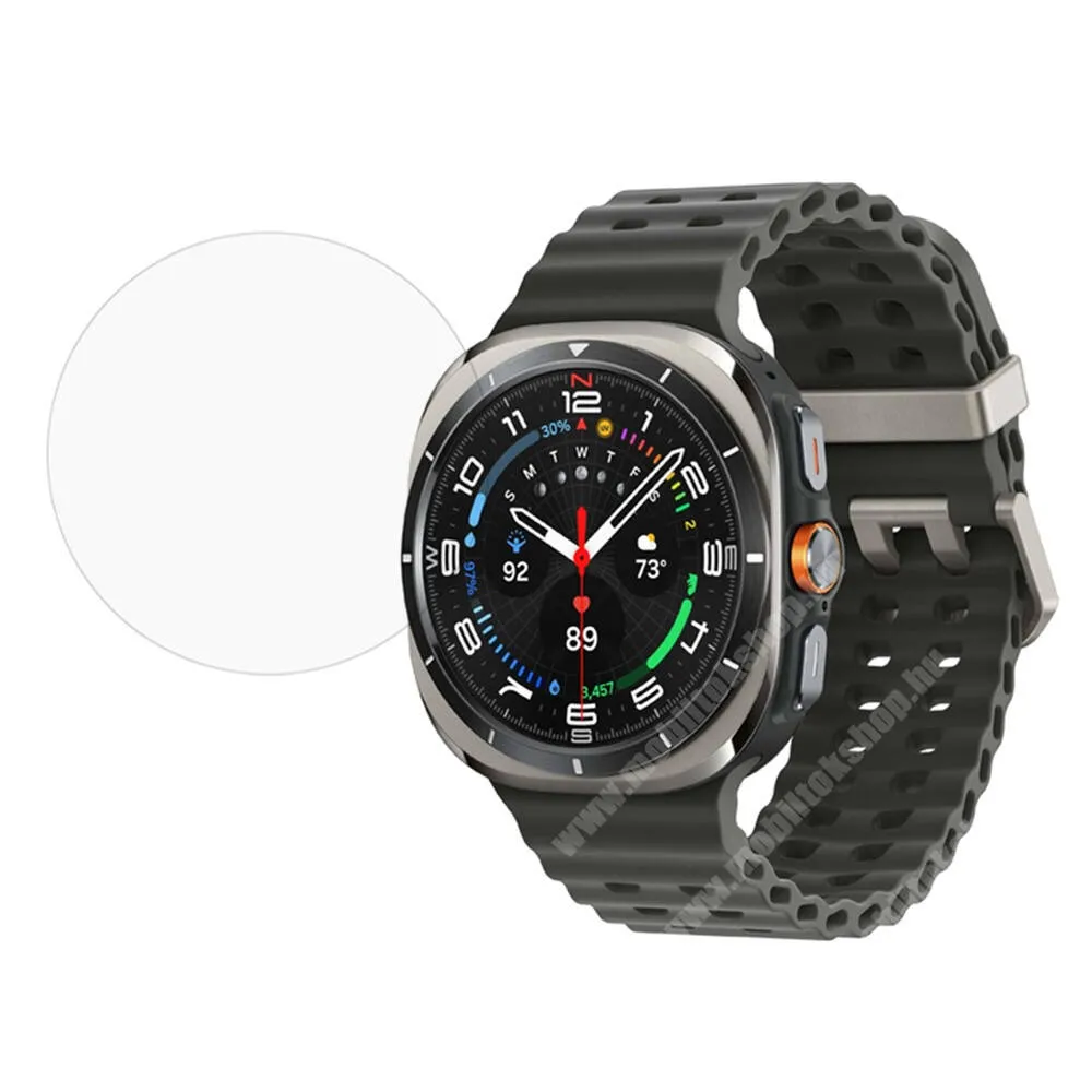  Samsung Galaxy Watch8 Classic, Okosóra előlapvédő karcálló edzett üvegfólia, 1db, 0.3mm, 9H, A képernyő sík részét védi