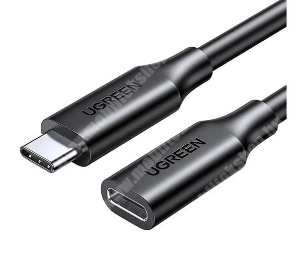 GoPro Hero 9 UGREEN USB-C hosszabbító kábel, 1m hosszú, USB-C APA / USB-C ANYA csatlakozók, 100W, PD gyorstöltés támogatás, 10387, Fekete