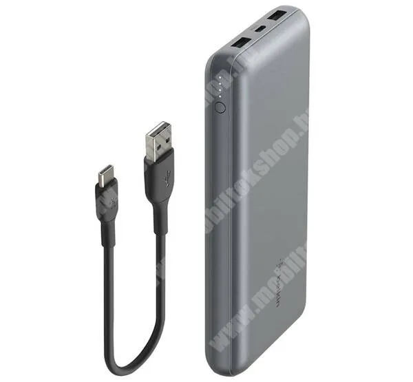 Jolla Jolla C Belkin BoostCharge power bank, Vésztöltő, 2 x USB-A, 1 x USB-C aljzat, 20000mAh, 15W, Gyorstöltő, LED kijelző, BPB012BTGY, Szürke