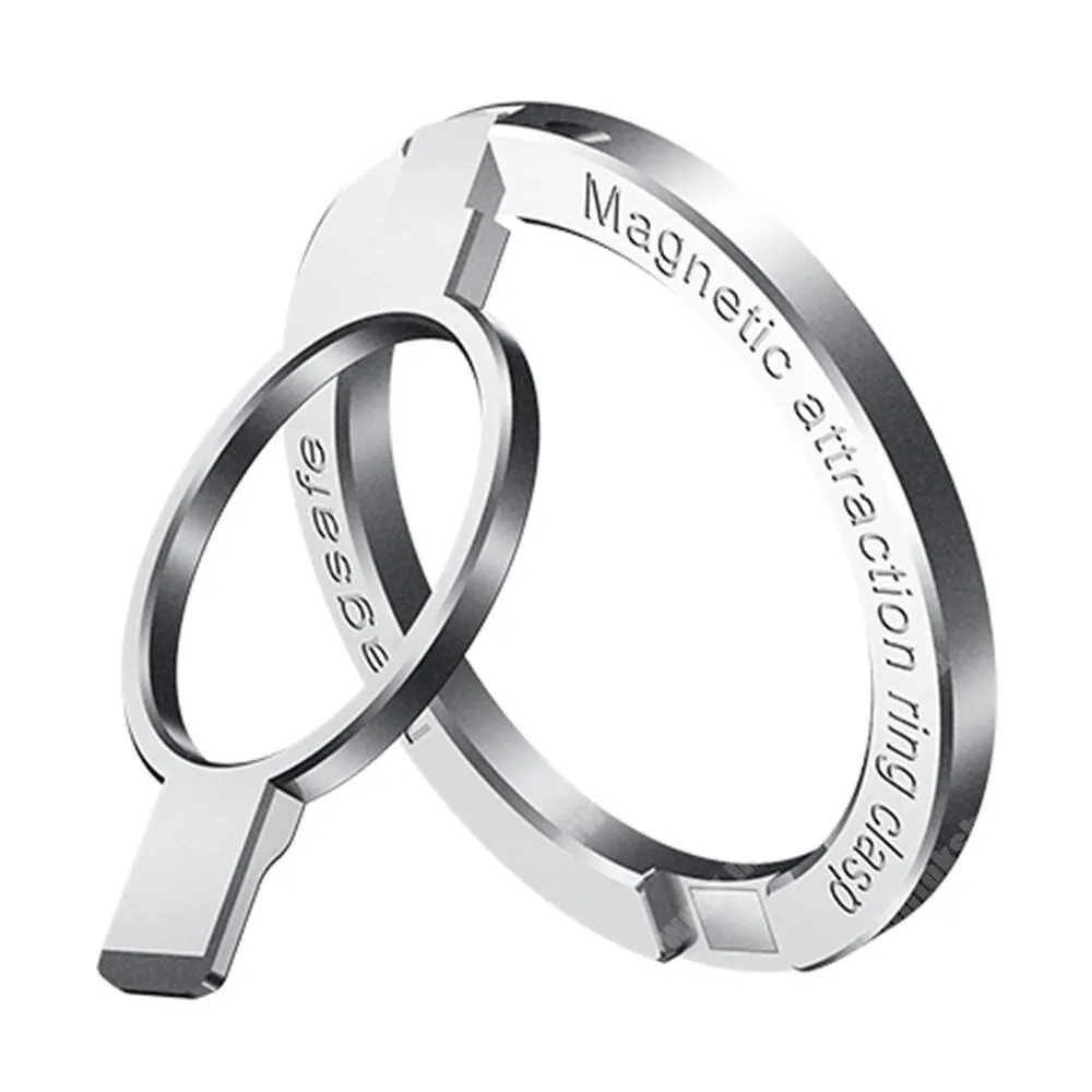  Fém ujjtámasz, Gyűrű tartó, MagSafe rögzítésű, Biztos fogás készülékéhez, Összecsukható, Több szögben állítható asztali tartó funkció, Ezüst