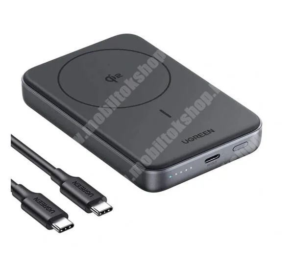 Jolla Jolla C UGREEN power bank, Vésztöltő, USB-C aljzat, 10000mAh, 30W, Gyorstöltő, QI2 wireless, MagSafe, PB761, Fekete
