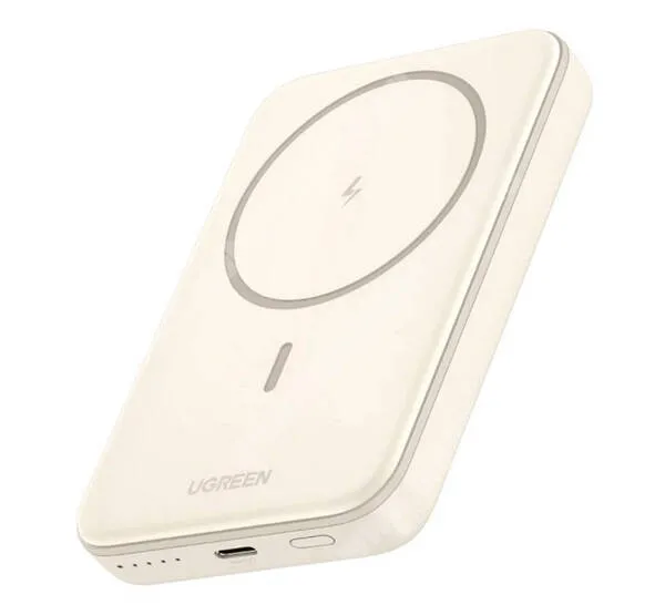 Jolla Jolla C UGREEN power bank, Vésztöltő, USB-C aljzat, 10000mAh, 15W, Gyorstöltő, Wireless, MagSafe, PB206, Bézs