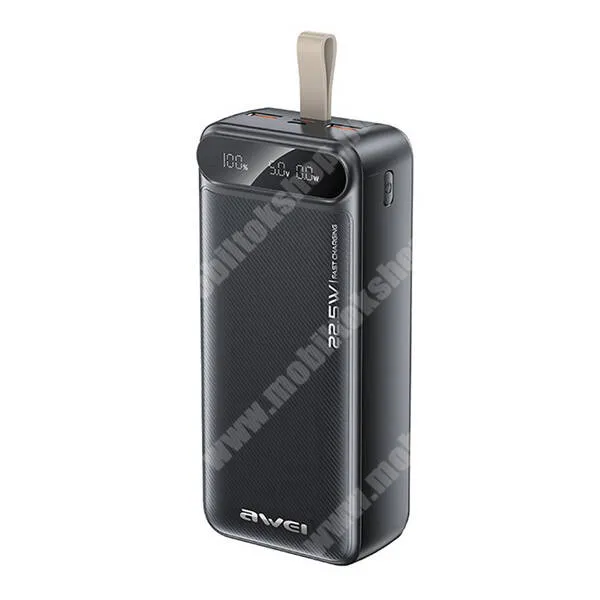 PRESTIGIO MultiPhone 5500 Duo Awei power bank, Vésztöltő, 2 x USB-A, 1 x USB-C, 1 x microUSB aljzat, 30000mAh, 22,5W, PD 3.0, QC 3.0 gyorstöltő, LED kijelző, PA-12, Fekete