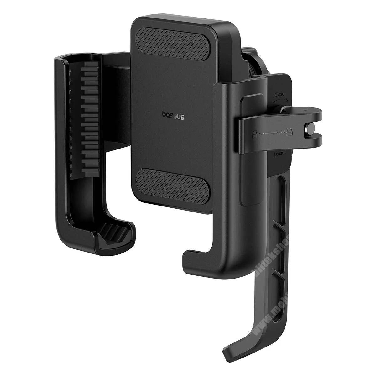  Baseus GoTrip biciklis, kerékpáros, rolleres, motoros telefontartó konzol, visszapillantó tükörre, 360°-ban forgatható, Szilikon csúszásgátló, 5.7-7.2"-os készülékekhez, C40572301111-01, Fekete