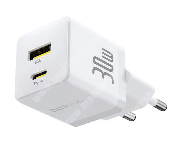 PRESTIGIO MultiPhone 7500 Baseus Palm hálózati gyorstöltő, 1 x USB-A, 1 x USB-C aljzat, 30W, PD, QC gyorstöltés, Kábel nélkül, P1011160A213-00, Fehér