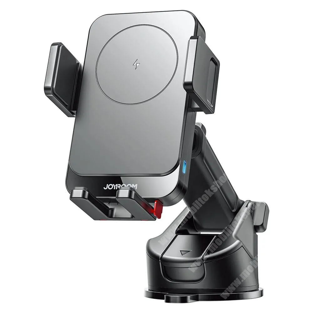 PRESTIGIO MultiPhone 7500 Joyroom gépkocsi, Autós telefon tartó állvány, QI vezetéknélküli töltő funkció, 15W, Tapadókorong, Szélvédőre-, műszerfalra rögzíthető, 68-95mm-ig nyíló bölcső, Automatikus zárás,  JR-ZS241S, Fekete