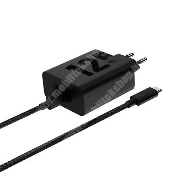 PRESTIGIO MultiPhone 5500 Duo Motorola TurboPower hálózati gyorstöltő, 2 x USB-C aljzat, 125W, GaN, PD 3.0, QC 3.0 gyorstöltés, 1 x Type-C kábel, MCD-1252, Fekete