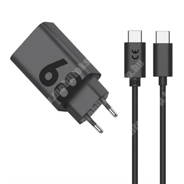 Evolveo StrongPhone Q8 LTE Motorola TurboPower hálózati gyorstöltő, 1 x USB-C aljzat, 68W, GaN, PD 3.0, QC 3.0 gyorstöltés, 1 x Type-C kábel, PG38C06279, Fekete