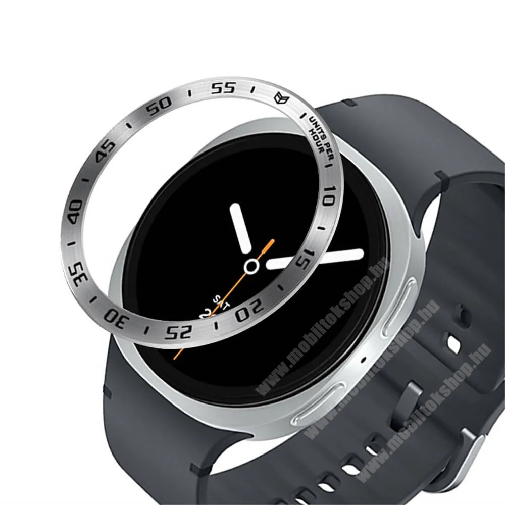  Samsung Galaxy Watch8 Classic, Okosóra lünetta védő, Fém ötvözet, Ezüst, Fekete