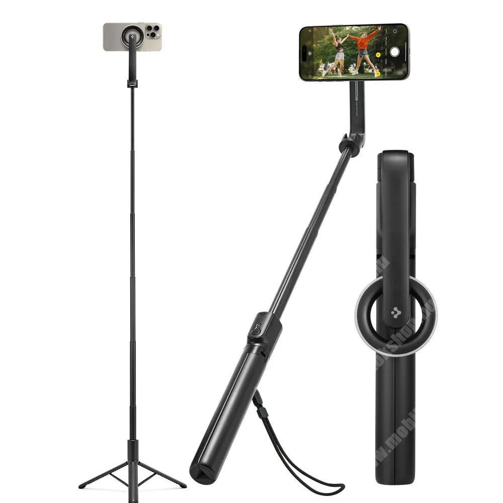 Jolla Jolla C Spigen teleszkópos Magsafe mágneses selfie bot és tripod állvány, 25-120cm-ig állítható, Bluetooth kioldó, AMP07659, Fekete