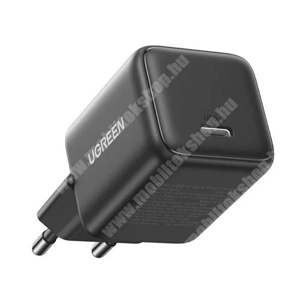  UGREEN hálózati gyorstöltő, 1 x USB-C aljzat, 30W, GaN, PD3.0, QC4.0, PPS, FCP, AFC, Kábel nékül, X513, Sötétszürke