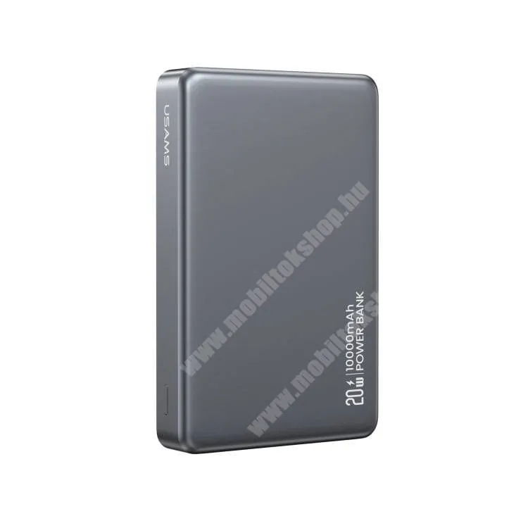 PRESTIGIO MultiPhone 5500 Duo Usams CY power bank, Vésztöltő, 1 x USB-C aljzat, 10000mAh, 20W PD gyorstöltő + 15W Qi MagSafe töltő, LED kijelző, 10KCD24203, Titánszürke