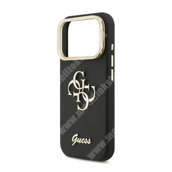  Apple iPhone 17 Pro, GUESS Gradient Big 4G & Stand Camera telefontok, Műanyag, Eco bőrrel bevont, Kitámasztható kameravédő perem, Fekete