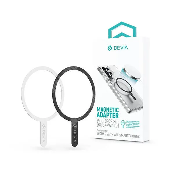  Devia öntapadós fémlap 2db, Magsafe mágneses tartóhoz, töltőhöz, autós tartóhoz ideális, Fekete és fehér