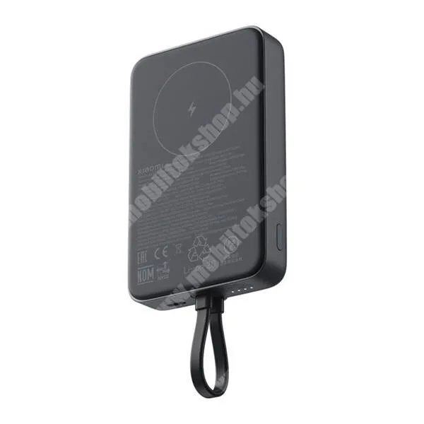Evolveo StrongPhone Q8 LTE Xiaomi power bank, Vésztöltő, 1 x USB-C aljzat, 10000mAh, 33W, PD2.0, PD3.0, PPS, QC2.0, QC3.0 gyorstöltő, LED jelző, 7,5W MagSafe Qi vezeték nélküli töltés, Fix Type-C kábel, BHR9823GL, Sötétszürke