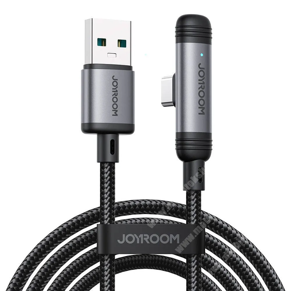 GoPro Hero 9 Joyroom Enjoyx Series adat és gyorstöltő kábel, USB-A / derékszögű USB-C, 15W, 3A, Gyorstöltés, 1,2m hosszú, Szövettel bevont, S-A56, Fekete