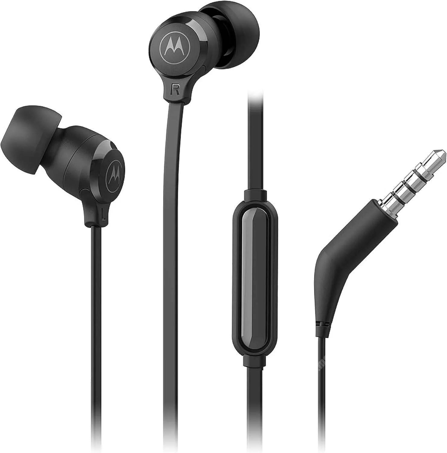  Motorola Earbuds 3 fülhallgató, Sztereo, Headset, 3,5mm jack, Felvevő gomb, Mikrofon, Lapos kábel, B09D1M6VR9, Fekete
